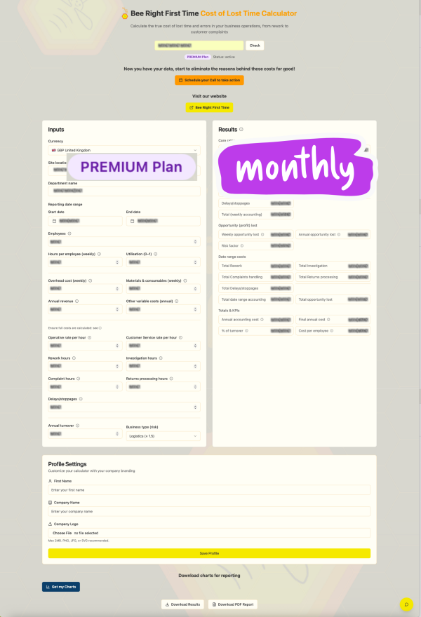Premium Cost of Lost Time Calculator- Monthly Subscription